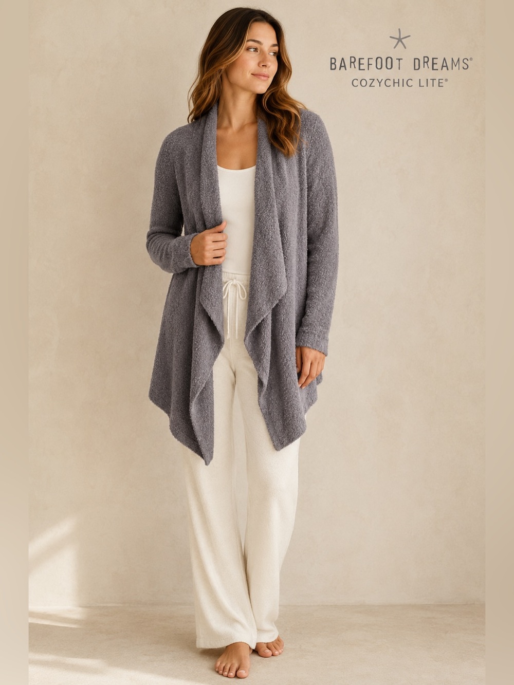 Barefoot Dreams CozyChic Lite Calypso Wrap/Cardigan Purple Small Medium